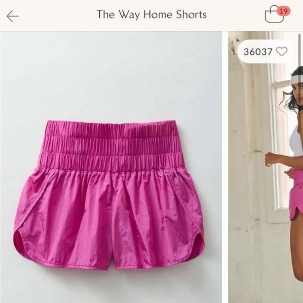 Free People Movement Shorts Size S High Waisted‎ Smocked Pink Athletic Workout